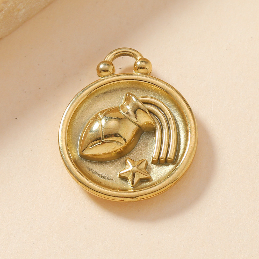 Colgante único Venta caliente europea y americana Colgante de fundición de doce constelaciones Pulsera Collar Accesorios de bricolaje Joyería de acero inoxidable de 18 quilates