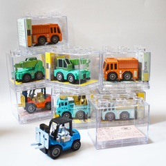 Single independent installed mini alloy rally car boy Q version engineering vehicle baby handheld car model