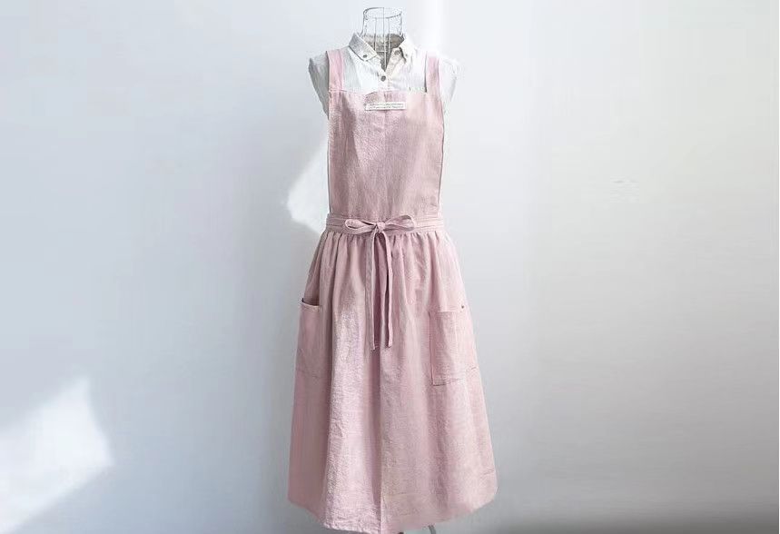 Estilo coreano japonés estilo preppy restaurante barista leche tienda de té floral ropa de trabajo artístico delantal algodón sobretodo delantal