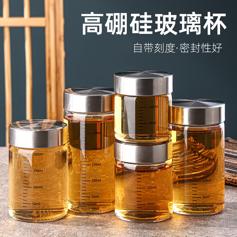 Wholesale graduated glass cups multi-size sealed cups high borosilicate professional sub-packaging cups transparent fruit drink packaging bottles Wholesale graduated glass cups multi-size sealed cups high borosilicate professional sub-packaging cups transparent fruit drink packaging bottles