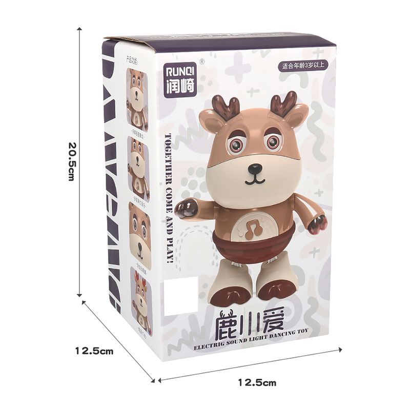 Baile eléctrico pequeño ciervo lindo música luz bebé rompecabezas columpio baile robot ciervo Pequeño amor muñeca eléctrica