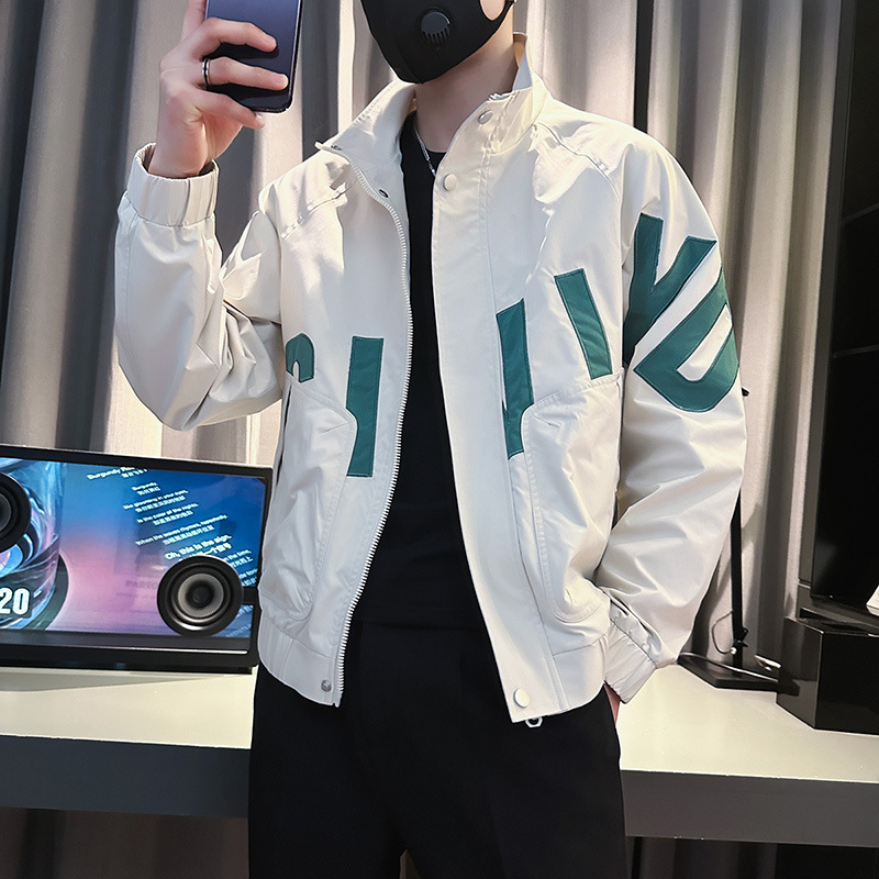 Chaqueta de cuello alto de otoño de tamaño pequeño de la marca de moda, chaqueta de hombre, chaqueta delgada de tamaño XS, chaqueta corta de estudiante