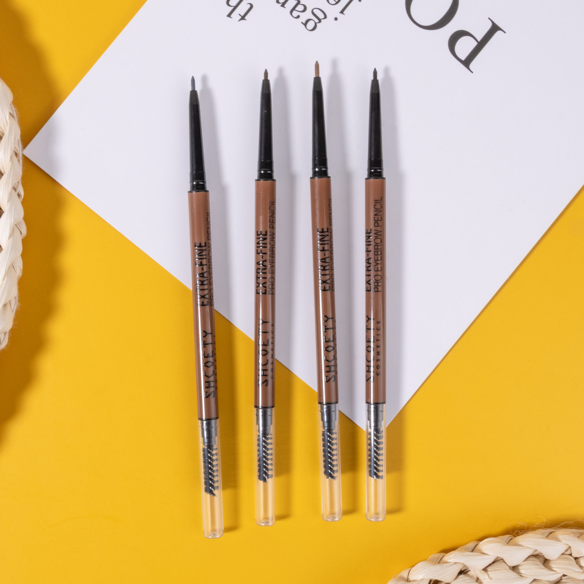 SHCOETY dual-head ultra-fine Eyebrow Pencil 4-color natural, long-lasting, waterproof, sweat-proof, non-smudge ultra-fine core cross-border makeup undefined