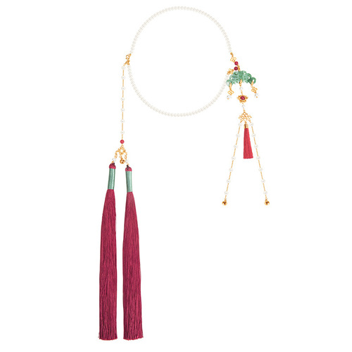 Flowing tassel necklace for women, ancient Chinese style Hanfu adornment, soft beaded necklace, Ming dynasty style retro Mamian skirt accessory, 26.9GF002