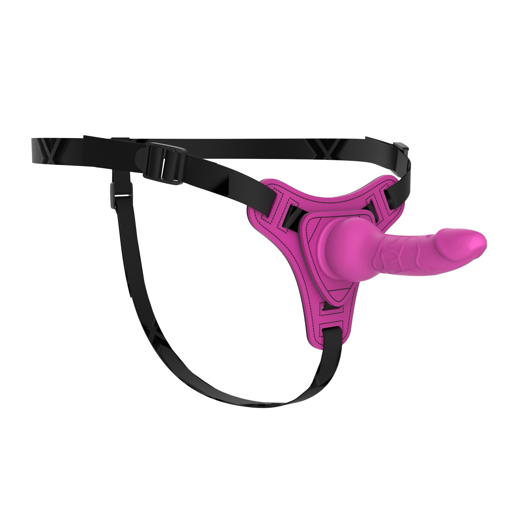 Wearable Strap-on Harness Pants with Silicone Dong, Rose Red, Large Size — detail image 3