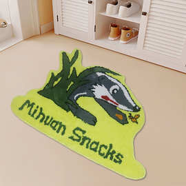 可爱动物家用毛绒地毯 儿童房卧室卡通地垫吸水 现代简约门厅脚垫