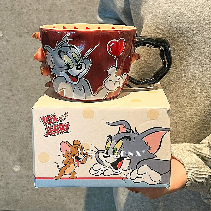 Ceramic Tom & Jerry Mug, 530 ml, Large Ear Handle — Gift Coffee & Breakfast Cup