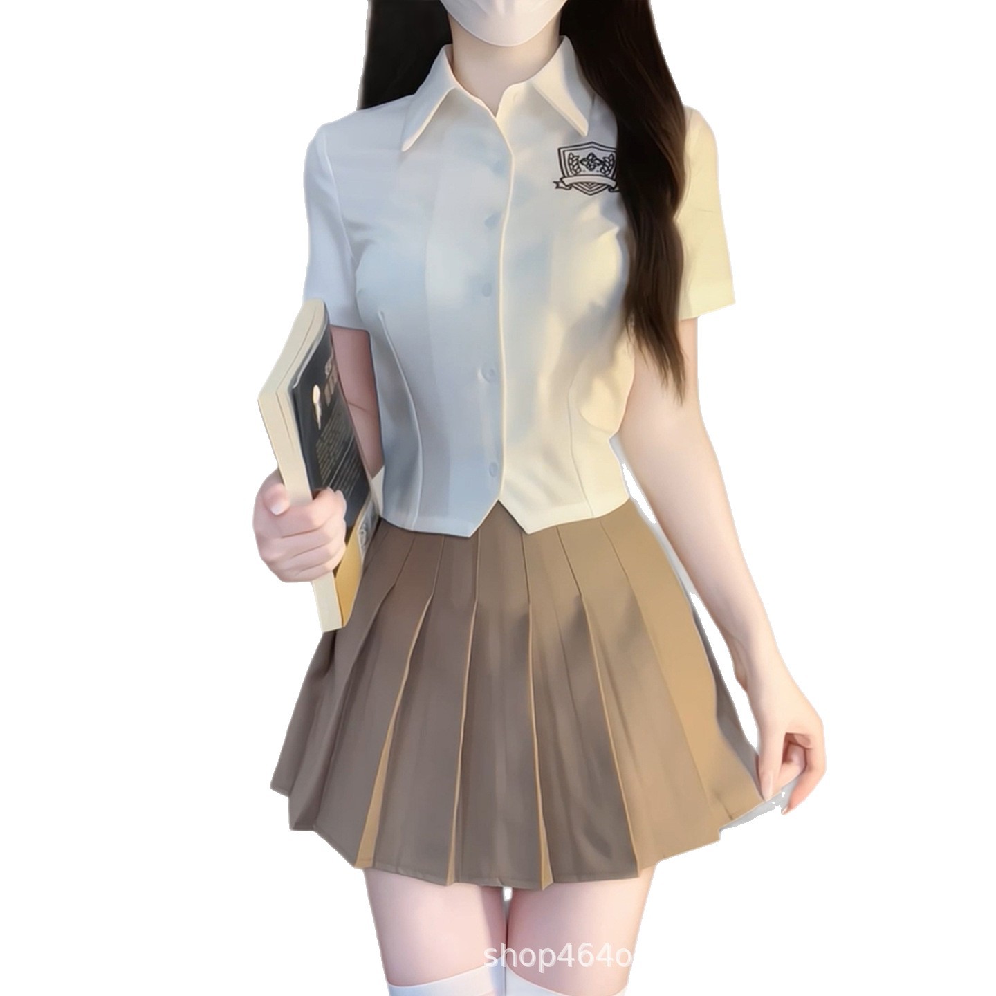 흰색 셔츠 + 주름 스커트