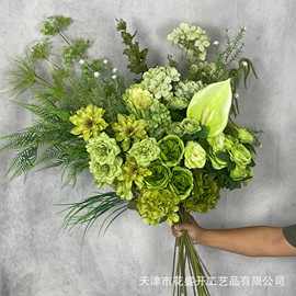 白绿色系婚庆仿真花森系仿真绿植婚礼背景装饰户外莫奈花园插花