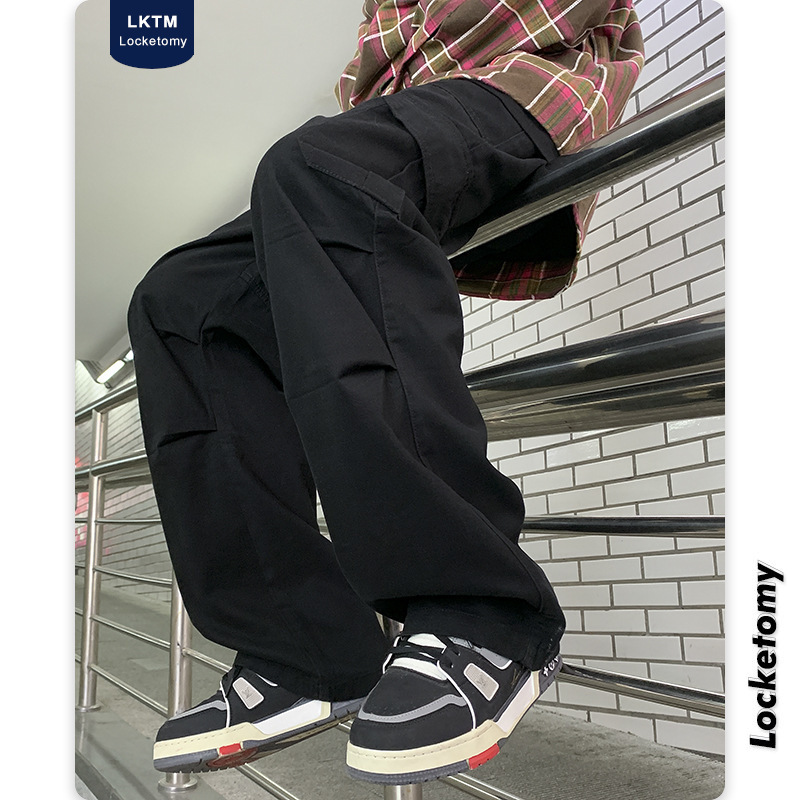 LKTM Men's Wear # Summer Thin Style American High Street Paracaidista Umbrella Pantalones rectos sueltos de pierna ancha de marca de moda para hombres