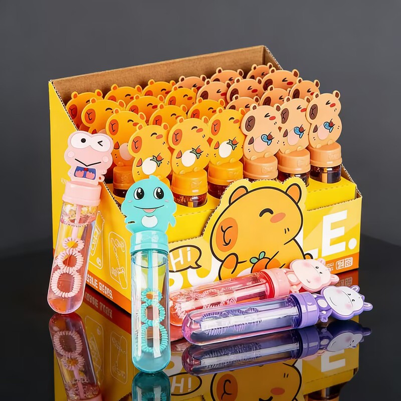 Summer Bubble Wand Cute Cartoon Mini Bubble Blowing Toy for Children Small Bubble Water Wand 24 Pieces Boxed for Stall Selling