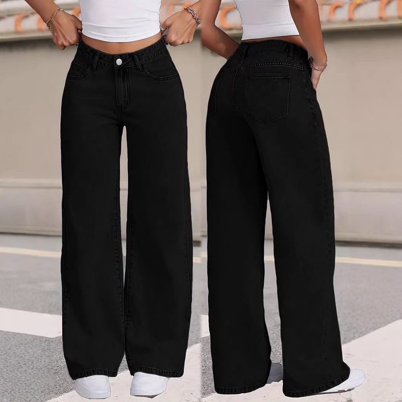Amazon Aliexpress Hot-Selling Women's Jeans Summer New Loose Casual Straight Fashion Trendy Wide-Leg Pants Amazon Aliexpress Hot-Selling Women's Jeans Summer New Loose Casual Straight Fashion Trendy Wide-Leg Pants