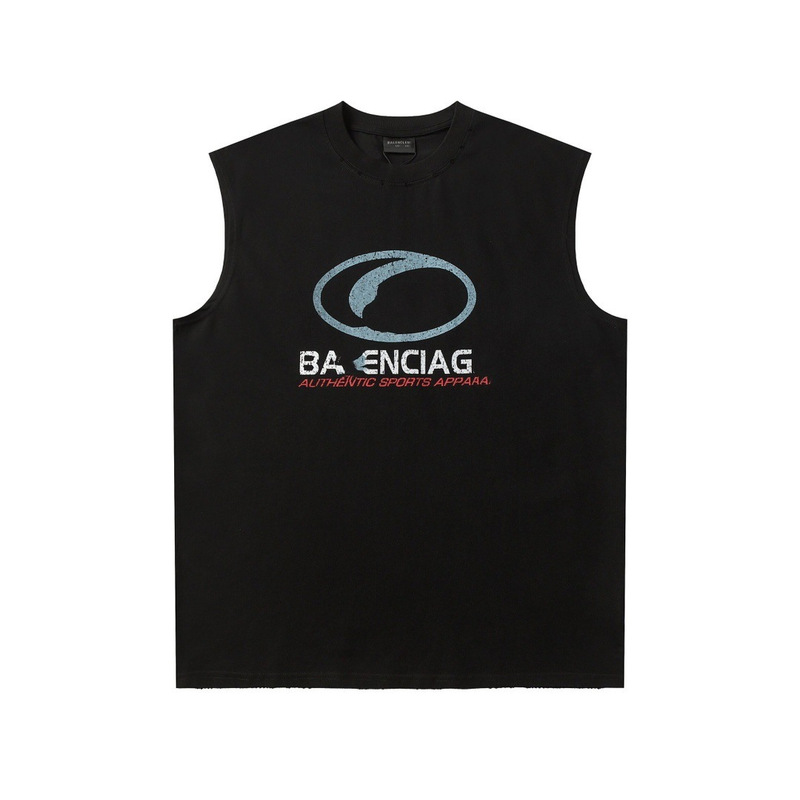 High version Paris B 25ss new surfing LOGO fuzzy printing sleeveless vest for men and women