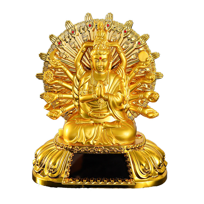 Car solar wheel car decoration alloy double-sided thousand-handed Guanyin ornaments car interior accessories decoration car ornaments