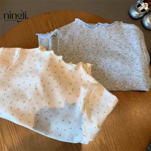 Ningli Girls' Bottoming Shirt, Versatile and Sweet 2025 Spring & Fall New Style Little Girl Baby Bottoming Top Long-Sleeved T-Shirt