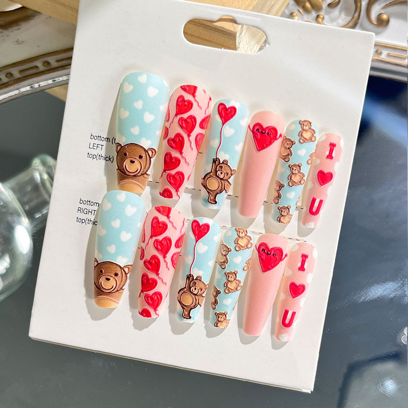 Nuevas uñas portátiles para adultos, uñas en relieve estéreo, parches de manicura, uñas postizas, uñas terminadas, uñas largas de ballet