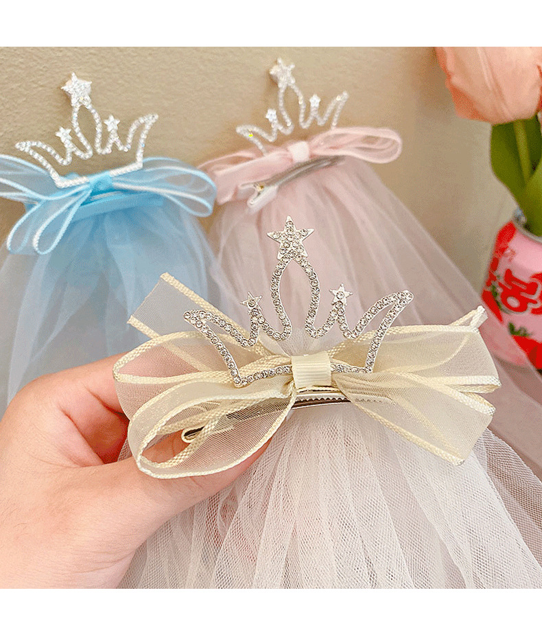 Fairy Style Sweet Crown Gauze Hair Clip display picture 4