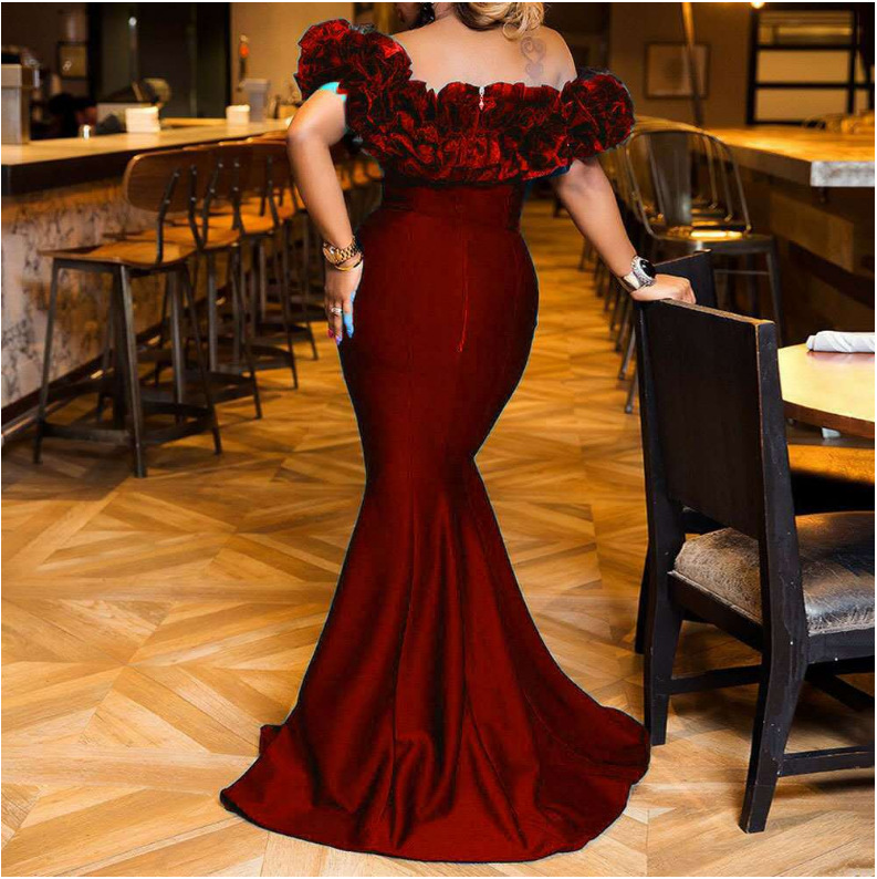 Vêtements pour femmes Haute couture robe de beauté haut de gamme de luxe léger robe queue de poisson tube haut fleur queue robe de soirée hanche_voghion.com