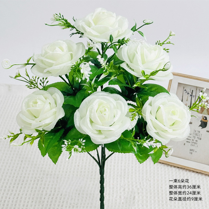 zh花玫瑰花摆设花束单支套装客厅装饰花艺塑料花绢花假花摆件|undefined