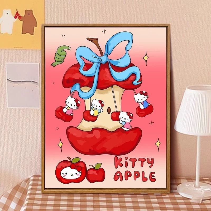 HelloKitty卡通插画多巴胺客厅卧室装饰画儿童房挂画壁画多巴胺风|undefined