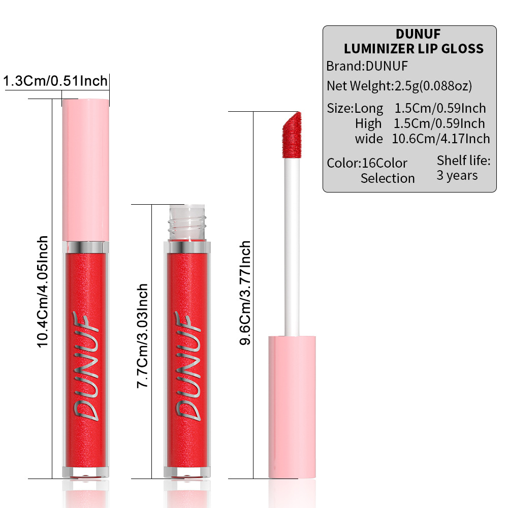 Check out DUNUF 16-color Moisturizing and nourishing Mirror Lip Gloss! Link Disclaimer - For Foreign trade only undefined