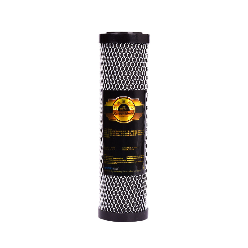 Elemento filtrante de carbón activado de cáscara de coco CTO de cristal de carbono para purificador de agua, para eliminar el cloro residual, de 10 pulgadas, boca plana, sinterizado.