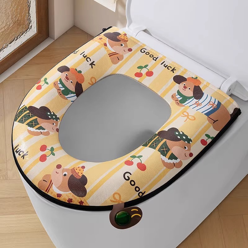 【アロマテラピーバックル付き】便座クッション 防水 洗濯不要 ユニバーサル家庭用便座 オールシーズンジッパー便座クッションカバー|undefined