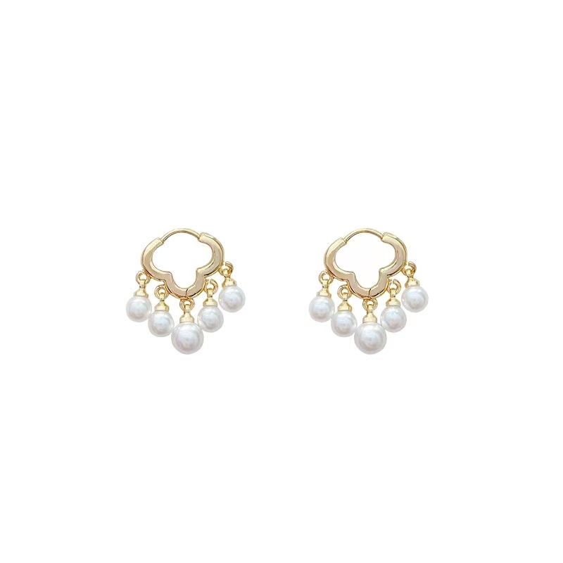 Elegant S925 Silver Cloud Pendant Earrings With Pearls And Tassels_voghion.com