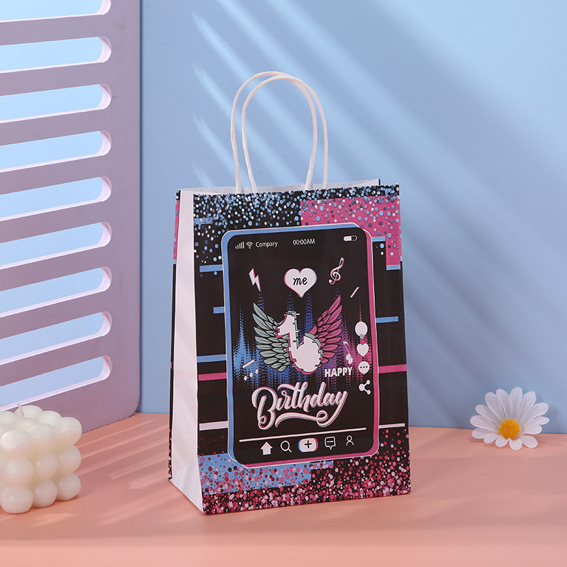 个性印花牛皮纸包装袋 节日小礼物精美礼品袋 新款潮流手提购物袋