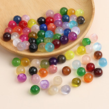 盘扣扣子旗袍唐装汉服珠光扣头偏孔树脂仿玉石圆形珠子现货45色