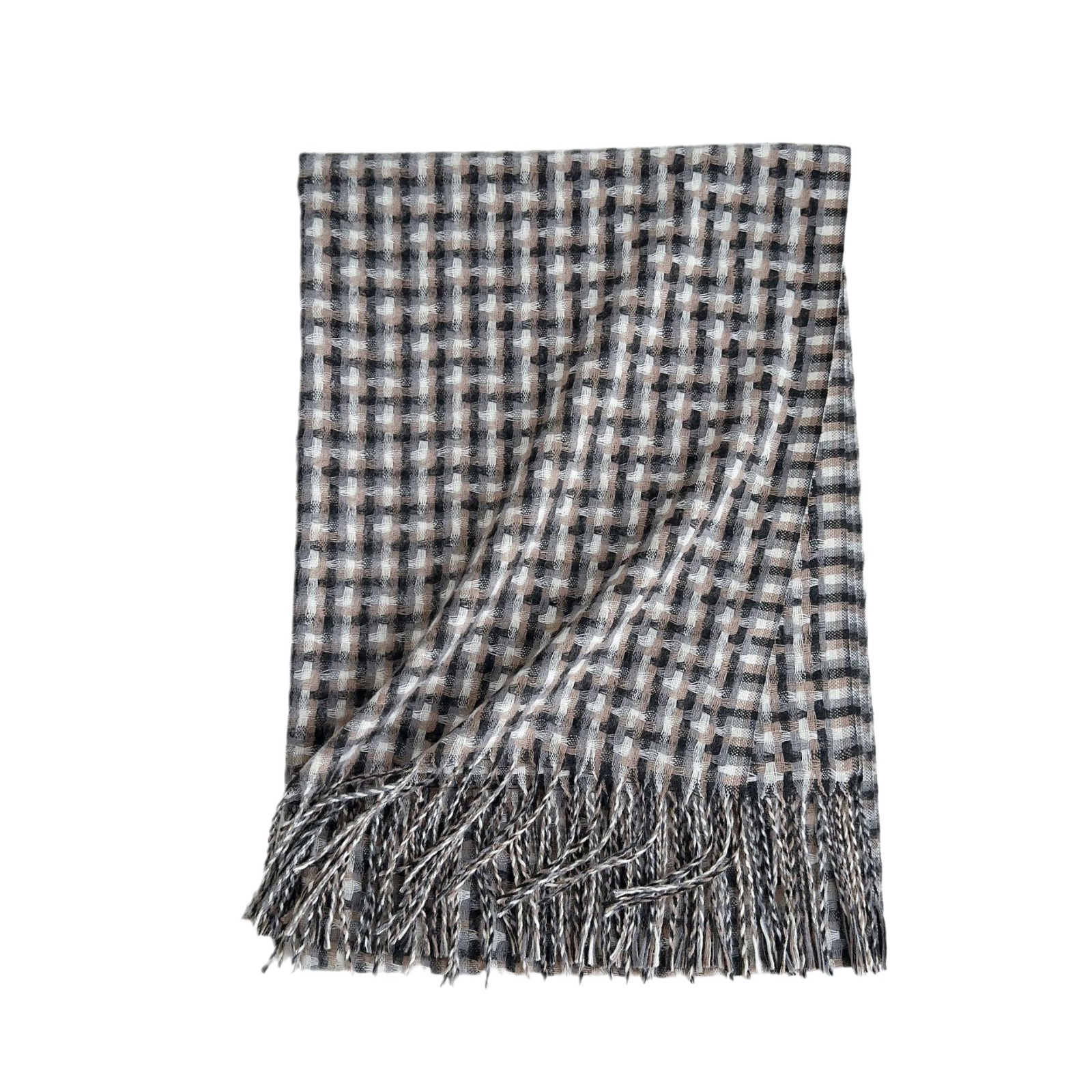 Otoño e Invierno espesado cálido bufanda contraste color Plaid Cachemira borla todo partido bufanda moda Commuter decorativo chal