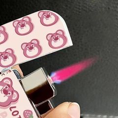 Strawberry Bear and SpongeBob Cute Pink Flame Gas Lighter, INS Creative Windproof Lighter, Boyfriend