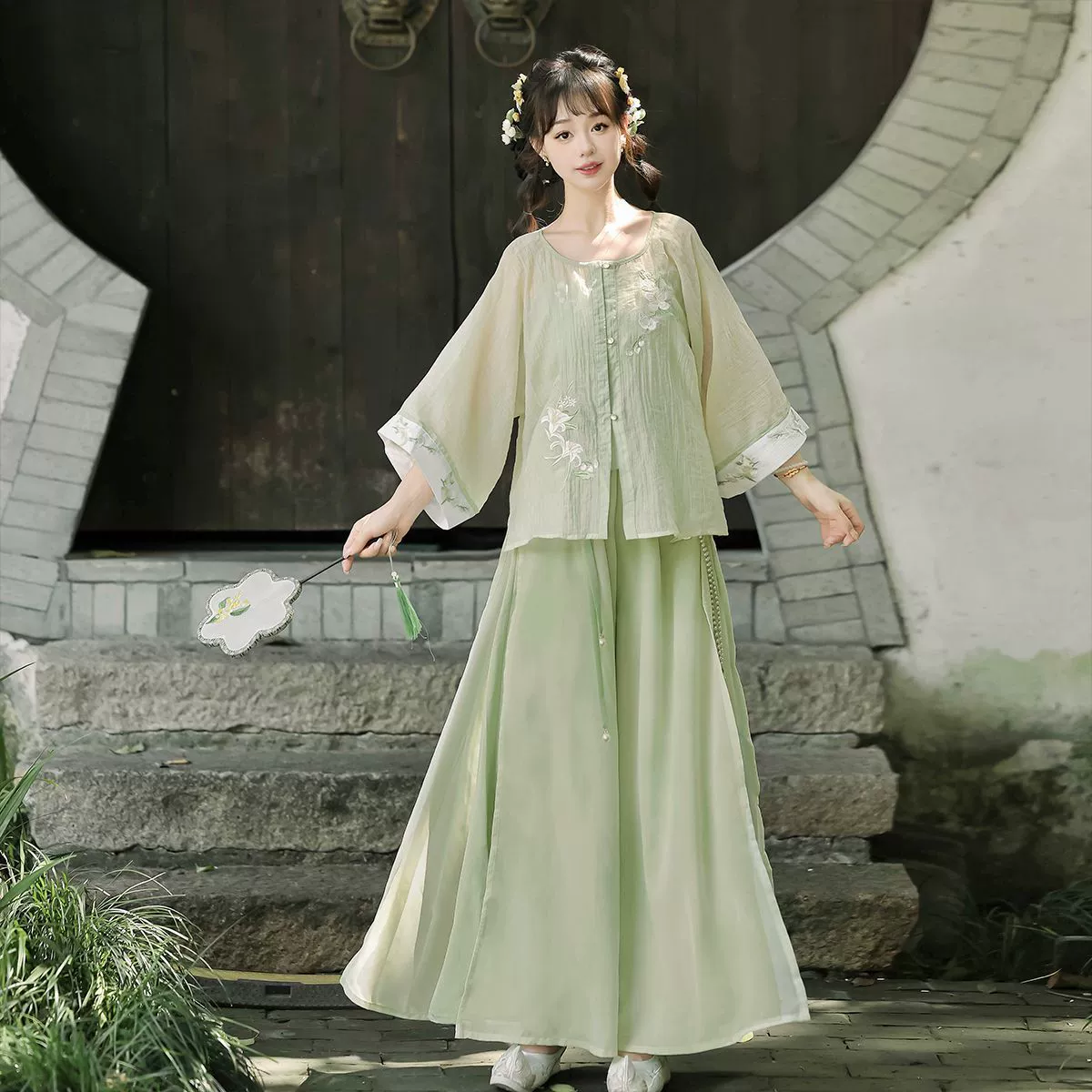 Женский улучшенный китайский костюм Hanfu, новые китайские брюки, повседневный наряд в национальном стиле, тонкий летний костюм