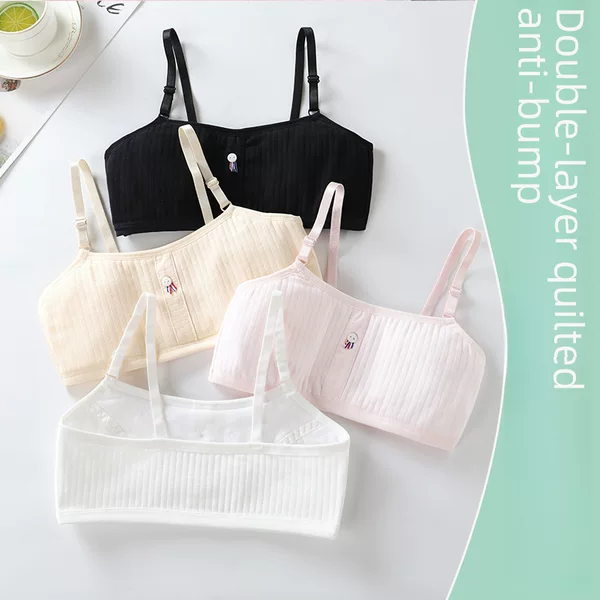 Pinduoduo Best-Selling Development Period Pure Cotton Suspender Intimates for Girls Adolescent 8-18 Years Old Junior High School Students Anti-Bulge Bra Cotton