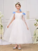 Lanqiaikids: трёхмерное цветочное платье из фатина, юбка, вечернее нарядное платье для подростков, благородный крой
