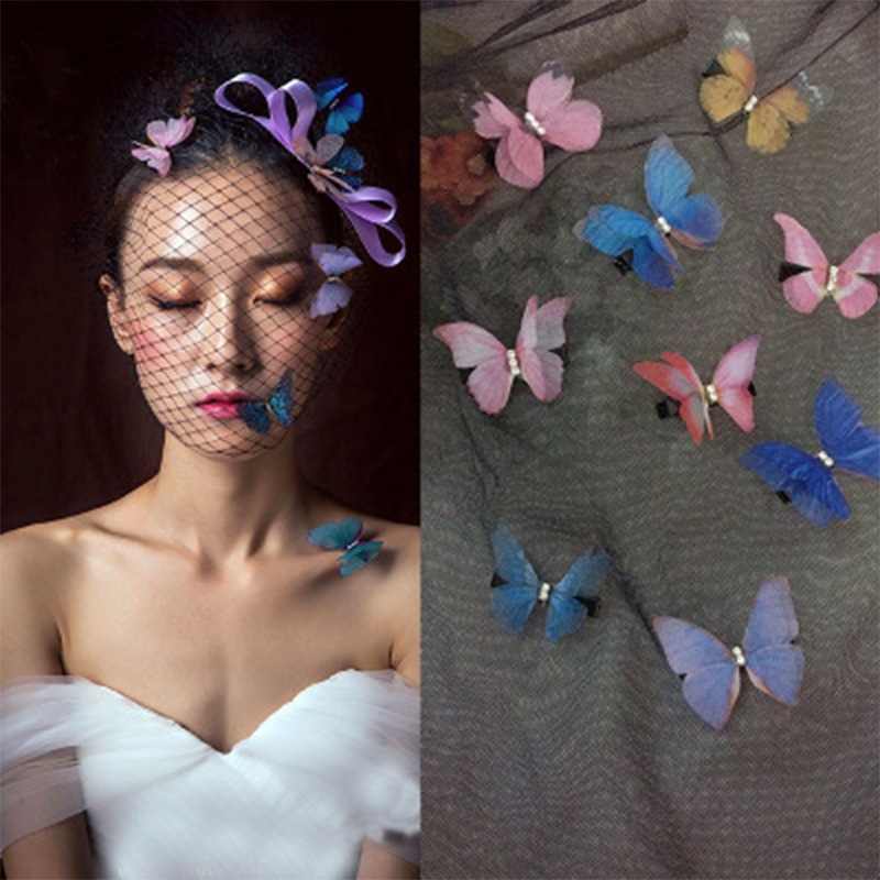 Cute Butterfly Chiffon Printing Hair Clip display picture 5