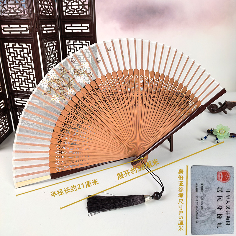 Ventilador antiguo ventilador plegable de verano chino chino cheongsam ventilador plegable de bambú artesanía ventilador pequeño ventilador de baile ventilador image 52