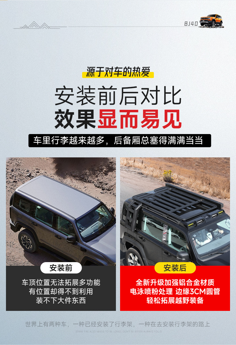 Suitable for Beijing Bj40 Roof Luggage Rack Frame Off-Road Modification Ladder Side Bag Tent Expansion Platform Accessories