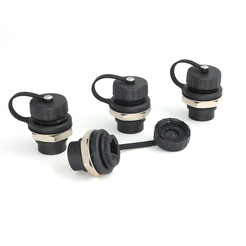 Round Rj45 Network Cable Connector Straight-Through Male-Female Coupling Module Gigabit Network Ethernet Aviation Connector Socket