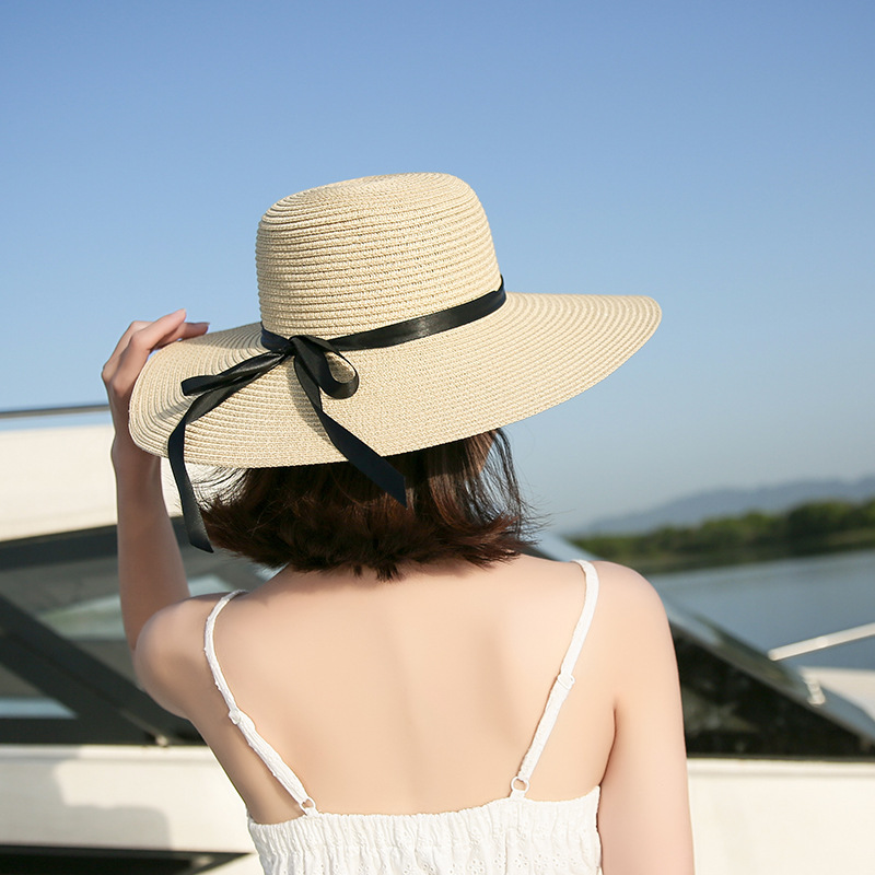 Femmes Vacances Sucré Couleur Unie Grand Avant-Toit Chapeau De Soleil display picture 3