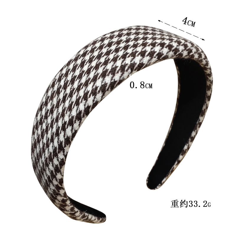 Korea Retro Sponge Houndstooth Headband display picture 1