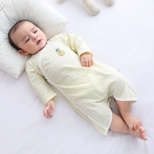 Baby clothes, summer style, baby air-conditioned room belly protection jumpsuit, baby sleeping bag, spring and autumn pure cotton newborn thin pajamas