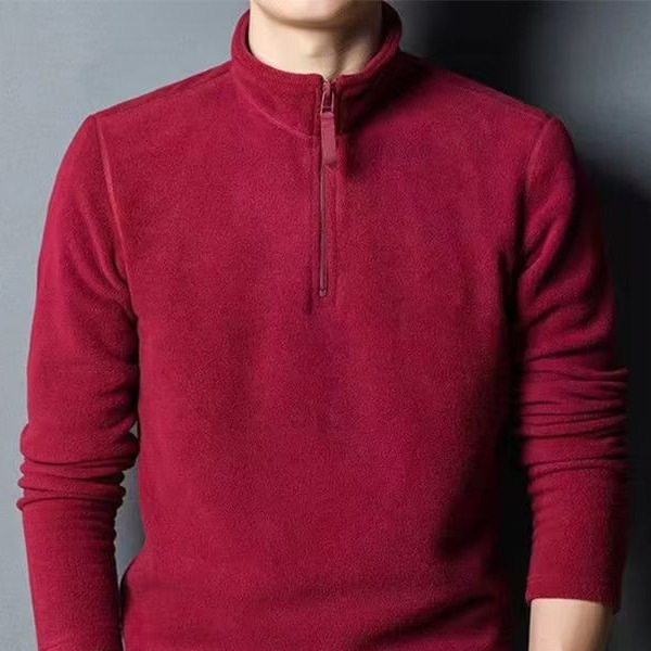Autumn and Winter Sweater Men's Young and Middle-aged Polar Fleece Sweater Base Shirt Fashionable Top Fleece Half-high Collar Thin