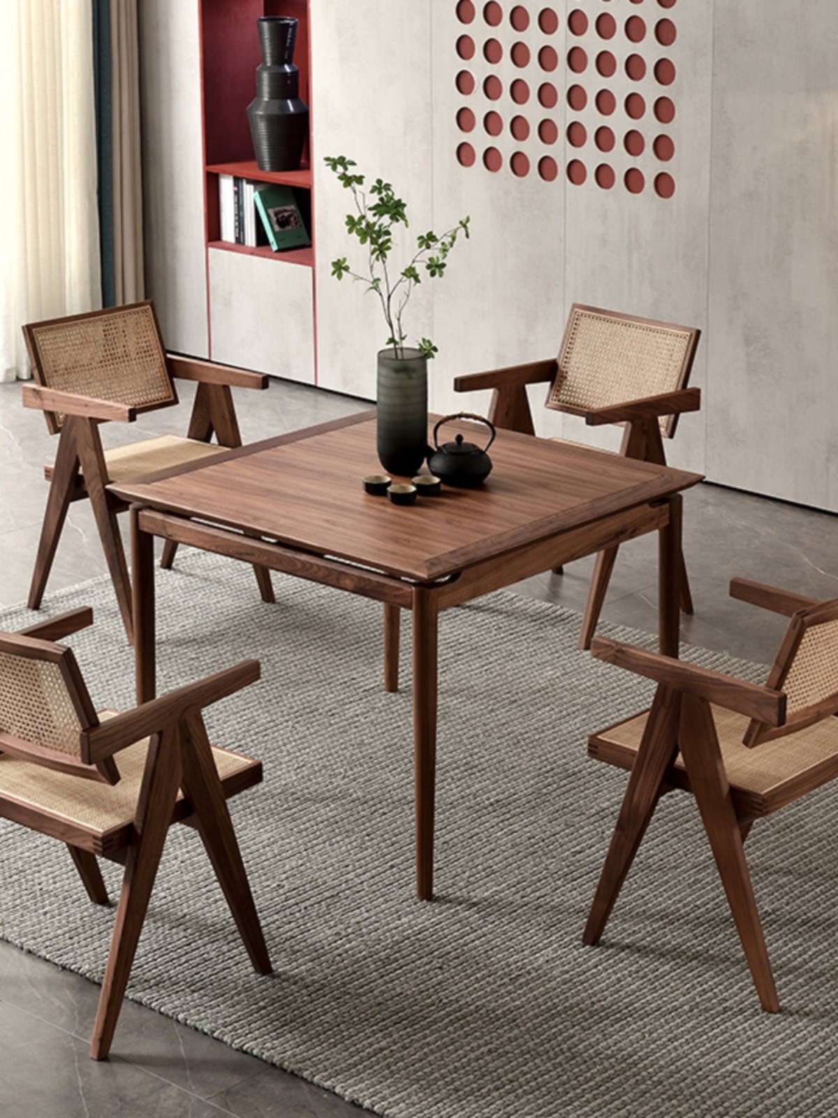 New Chinese Style Solid Wood Square Table Black Walnut Balcony Table Song Style Minimalist Chess and Card Table Square Small Dining Table