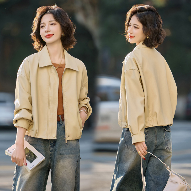 Authentic Haining Leather Jacket for Women, New Autumn/Winter Short Style, Korean Version Sheepskin Coat