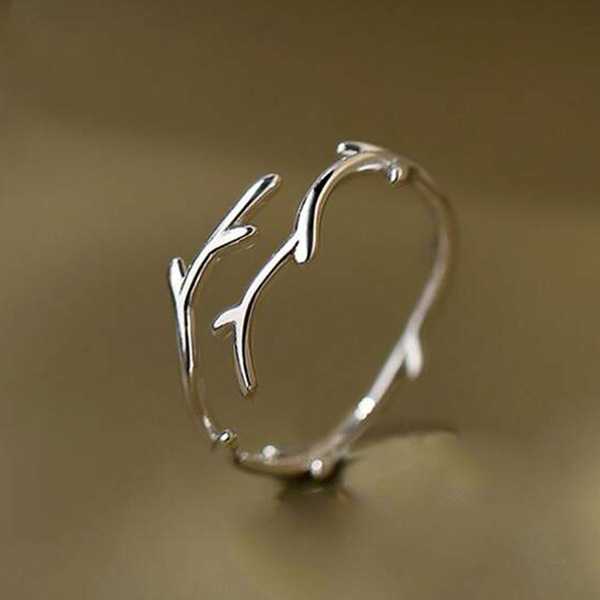 Cao Shi Simple Minimalist Branch Single Ring Women's Classic Opening Adjustable Ring Fashionable Elegant Super Explosive Ring