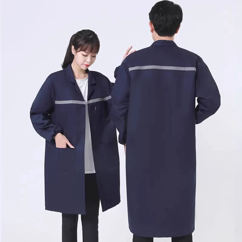 Синее пальто висит комбинезоны утолщенные износостойкие платье Комбинезоны обработки охраны труда гигиены грязи и пыли-устойчивостью длинные светоотражающие полосы