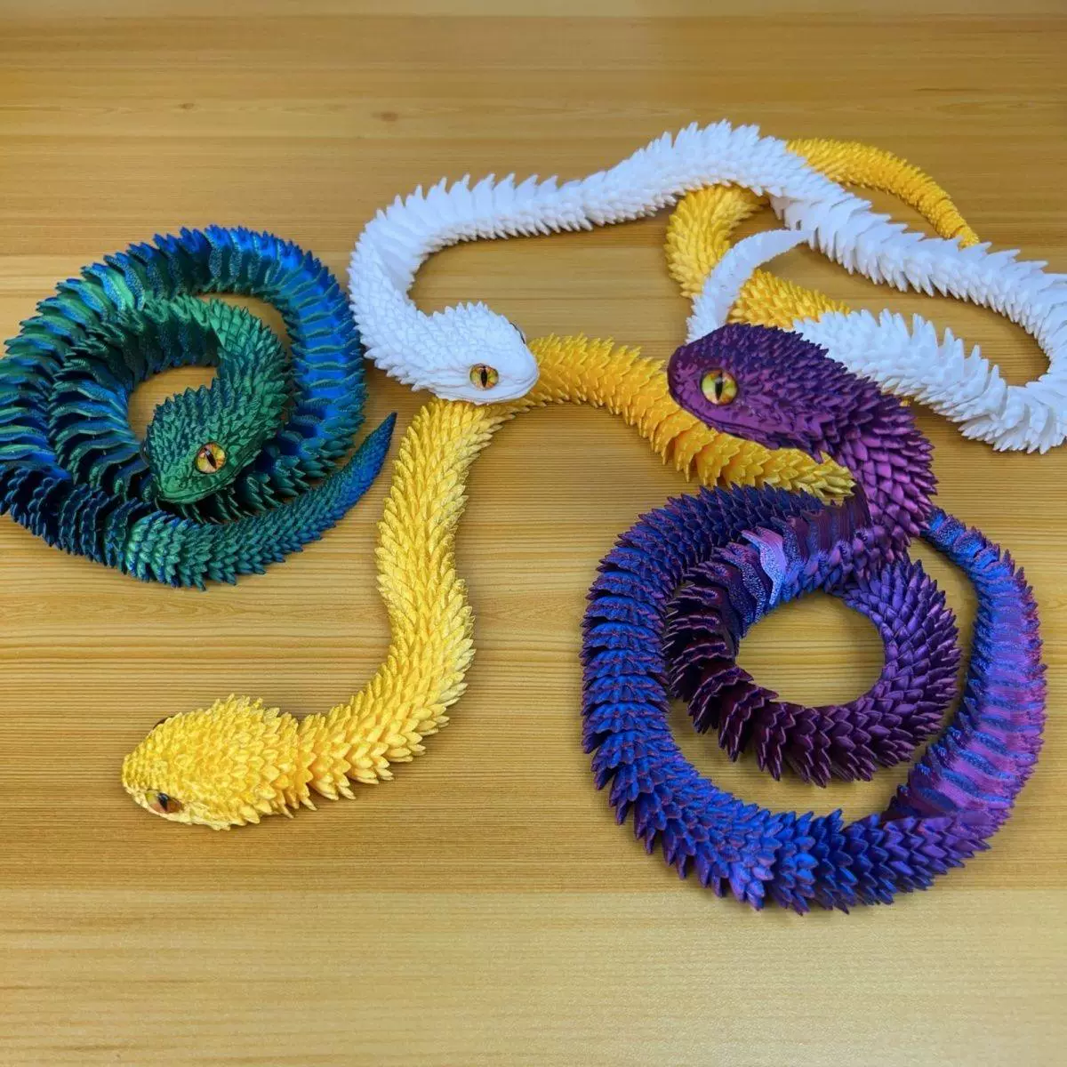 新奇3D打印蝰蛇眼镜蛇玩具模型关节可动手办仿真动物鱼缸造景摆件