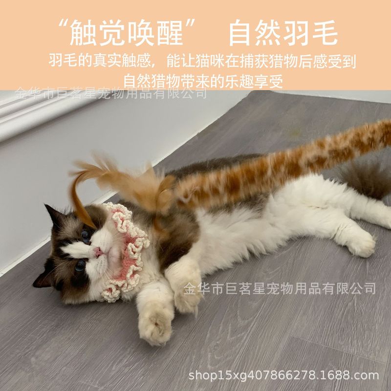 厂家直销猫咪玩具超长鸡尾羽毛逗猫棒互动铃铛耐咬鸡毛掸子逗猫棒|undefined