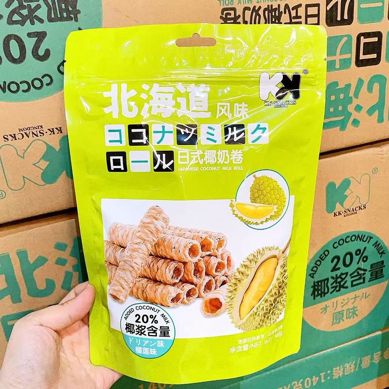 超友味KK北海道风味日式椰奶卷原味榴莲味蛋卷网红膨化怀旧小零食|undefined